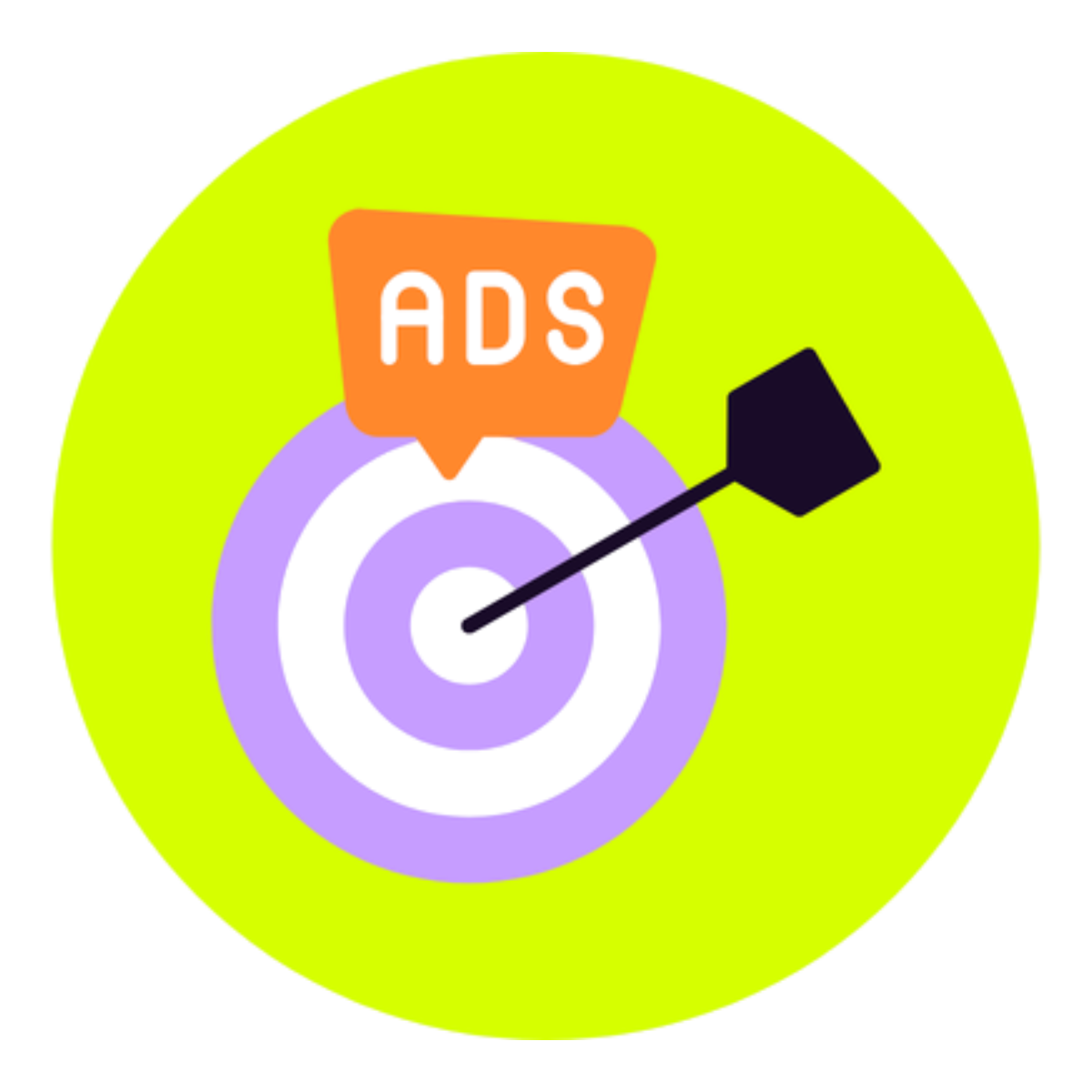 Illustration: Google Ads. Stilisierter Pfeil auf einer Dartscheibe.