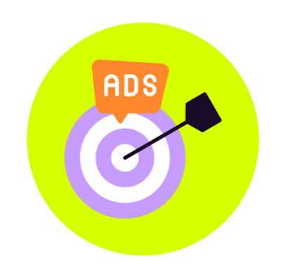 Illustration: Google Ads. Stilisierter Pfeil auf einer Dartscheibe.